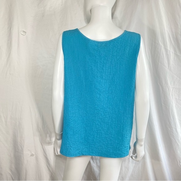 Draper’s & Damon’s 2pc Cyan Blue Crinkle Texture Blouse Set - Picture 5 of 8